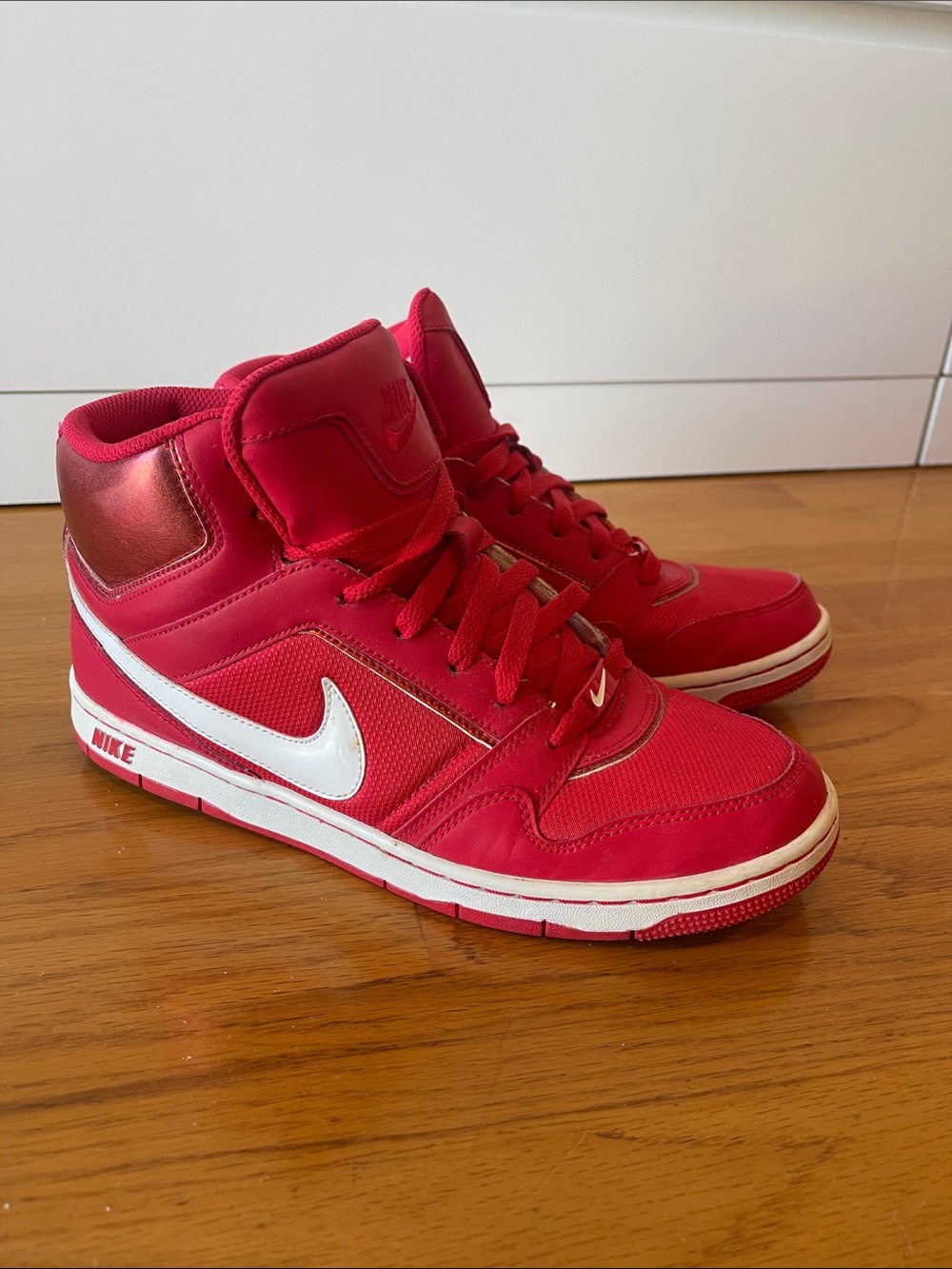Barely used! Nike Women’s Red and White High-Top Sneakers